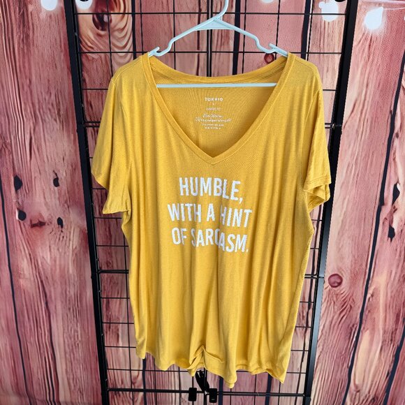 Torrid - Graphic Tee - Humble With A Hint of Sarcasm - Yellow - 3x - Picture 1 of 9